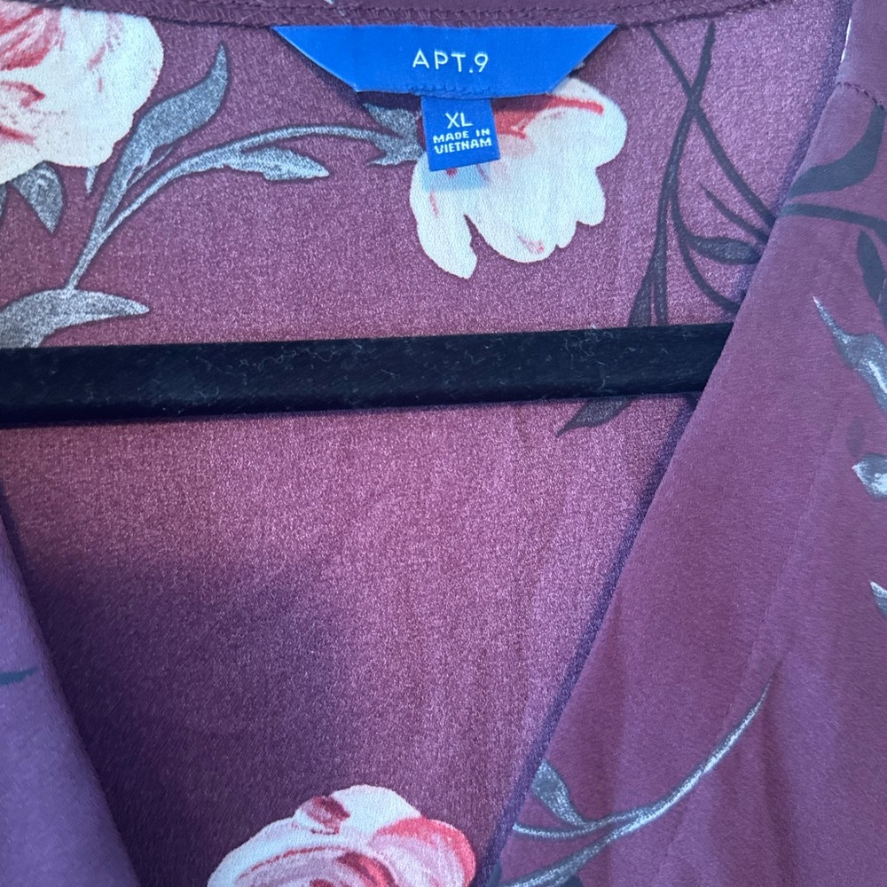 Apt. 9 Plum Floral Wrap Blouse - Picture 4 of 4